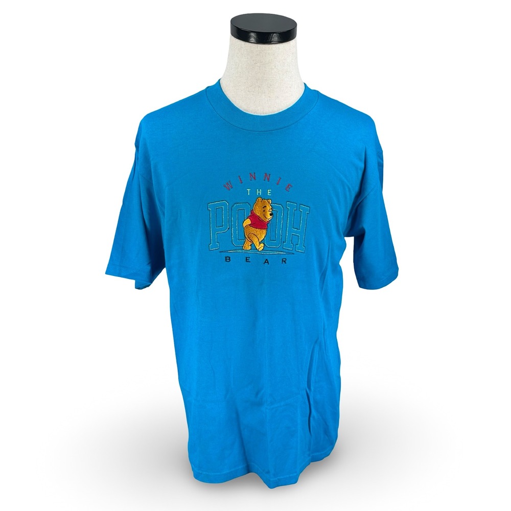 Vintage Winnie the Pooh T-Shirt Brazos Blue Embroidered Mens Large USA 90s New